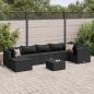 Preview: ARDEBO.de - 8-tlg. Garten-Lounge-Set mit Kissen Schwarz Poly Rattan