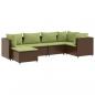 Preview: 6-tlg. Garten-Lounge-Set mit Kissen Braun Poly Rattan