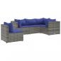 Preview: 5-tlg. Garten-Lounge-Set mit Kissen Grau Poly Rattan