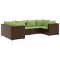 Preview: 6-tlg. Garten-Lounge-Set mit Kissen Braun Poly Rattan