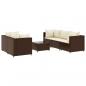 Preview: 6-tlg. Garten-Lounge-Set mit Kissen Braun Poly Rattan