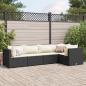 Preview: ARDEBO.de - 5-tlg. Garten-Lounge-Set mit Kissen Schwarz Poly Rattan