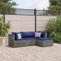 Preview: ARDEBO.de - 4-tlg. Garten-Lounge-Set mit Kissen Grau Poly Rattan