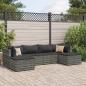 Preview: ARDEBO.de - 6-tlg. Garten-Lounge-Set mit Kissen Grau Poly Rattan