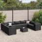 Preview: ARDEBO.de - 10-tlg. Garten-Lounge-Set mit Kissen Schwarz Poly Rattan