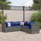 Preview: ARDEBO.de - 5-tlg. Garten-Lounge-Set mit Kissen Grau Poly Rattan