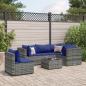 Preview: ARDEBO.de - 6-tlg. Garten-Lounge-Set mit Kissen Grau Poly Rattan