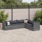 Preview: ARDEBO.de - 6-tlg. Garten-Lounge-Set mit Kissen Grau Poly Rattan