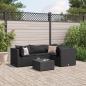 Preview: ARDEBO.de - 5-tlg. Garten-Lounge-Set mit Kissen Schwarz Poly Rattan