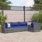 Preview: ARDEBO.de - 5-tlg. Garten-Lounge-Set mit Kissen Grau Poly Rattan