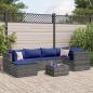 Preview: ARDEBO.de - 7-tlg. Garten-Lounge-Set mit Kissen Grau Poly Rattan