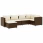 Preview: 6-tlg. Garten-Lounge-Set mit Kissen Braun Poly Rattan