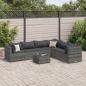 Preview: ARDEBO.de - 7-tlg. Garten-Lounge-Set mit Kissen Grau Poly Rattan