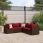 Preview: ARDEBO.de - 5-tlg. Garten-Lounge-Set mit Kissen Braun Poly Rattan