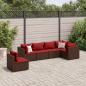 Preview: ARDEBO.de - 6-tlg. Garten-Lounge-Set mit Kissen Braun Poly Rattan