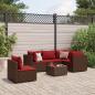 Preview: ARDEBO.de - 6-tlg. Garten-Lounge-Set mit Kissen Braun Poly Rattan