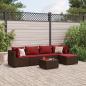 Preview: ARDEBO.de - 6-tlg. Garten-Lounge-Set mit Kissen Braun Poly Rattan