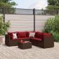 Preview: ARDEBO.de - 6-tlg. Garten-Lounge-Set mit Kissen Braun Poly Rattan