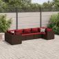 Preview: ARDEBO.de - 7-tlg. Garten-Lounge-Set mit Kissen Braun Poly Rattan