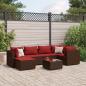 Preview: ARDEBO.de - 7-tlg. Garten-Lounge-Set mit Kissen Braun Poly Rattan