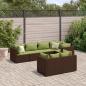 Preview: ARDEBO.de - 7-tlg. Garten-Lounge-Set mit Kissen Braun Poly Rattan