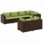 Preview: 7-tlg. Garten-Lounge-Set mit Kissen Braun Poly Rattan