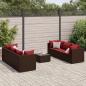 Preview: ARDEBO.de - 7-tlg. Garten-Lounge-Set mit Kissen Braun Poly Rattan