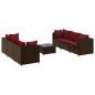 Preview: 7-tlg. Garten-Lounge-Set mit Kissen Braun Poly Rattan