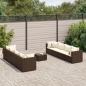 Preview: ARDEBO.de - 9-tlg. Garten-Lounge-Set mit Kissen Braun Poly Rattan