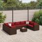 Preview: ARDEBO.de - 10-tlg. Garten-Lounge-Set mit Kissen Braun Poly Rattan