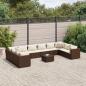 Preview: ARDEBO.de - 11-tlg. Garten-Lounge-Set mit Kissen Braun Poly Rattan