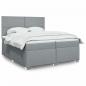 Preview: ARDEBO.de - Boxspringbett mit Matratze Hellgrau 200x200 cm Stoff