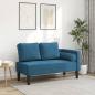 Preview: ARDEBO.de - Chaiselongue mit Kissen Blau Samt