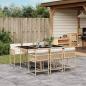 Preview: ARDEBO.de - 7-tlg. Garten-Essgruppe mit Kissen Beige Poly Rattan