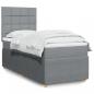 Preview: ARDEBO.de - Boxspringbett mit Matratze Hellgrau 90x190 cm Stoff