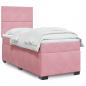 Preview: ARDEBO.de - Boxspringbett mit Matratze Rosa 100x200 cm Samt