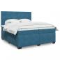 Preview: ARDEBO.de - Boxspringbett mit Matratze Blau 200x200 cm Samt