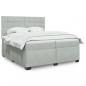 Preview: ARDEBO.de - Boxspringbett mit Matratze Hellgrau 200x200 cm Samt