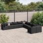 Preview: ARDEBO.de - 10-tlg. Garten-Sofagarnitur mit Kissen Schwarz Poly Rattan