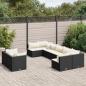 Preview: ARDEBO.de - 9-tlg. Garten-Sofagarnitur mit Kissen Schwarz Poly Rattan