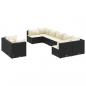 Preview: 9-tlg. Garten-Sofagarnitur mit Kissen Schwarz Poly Rattan