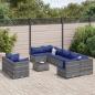 Preview: ARDEBO.de - 10-tlg. Garten-Sofagarnitur mit Kissen Grau Poly Rattan