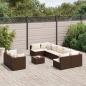 Preview: ARDEBO.de - 10-tlg. Garten-Sofagarnitur mit Kissen Braun Poly Rattan