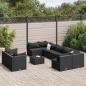 Preview: ARDEBO.de - 10-tlg. Garten-Sofagarnitur mit Kissen Schwarz Poly Rattan