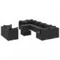 Preview: 10-tlg. Garten-Sofagarnitur mit Kissen Schwarz Poly Rattan