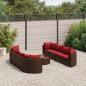 Preview: ARDEBO.de - 9-tlg. Garten-Sofagarnitur mit Kissen Braun Poly Rattan