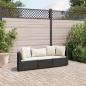 Preview: ARDEBO.de - 3-tlg. Garten-Sofagarnitur mit Kissen Schwarz Poly Rattan