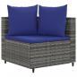 Preview: 3-tlg. Garten-Sofagarnitur mit Kissen Grau Poly Rattan