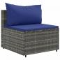 Preview: 3-tlg. Garten-Sofagarnitur mit Kissen Grau Poly Rattan