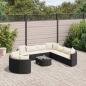 Preview: ARDEBO.de - 10-tlg. Garten-Sofagarnitur mit Kissen Schwarz Poly Rattan